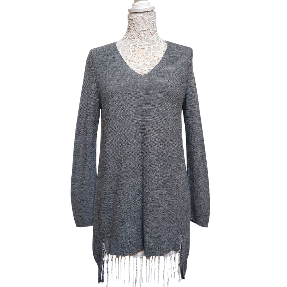 Eileen Fisher Italian 100% Merino Wool Lightweight Sweater Hi Low Tunic M